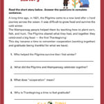 Printable Thanksgiving History Worksheets Regarding History Of Thanksgiving Reading Comprehension Worksheets