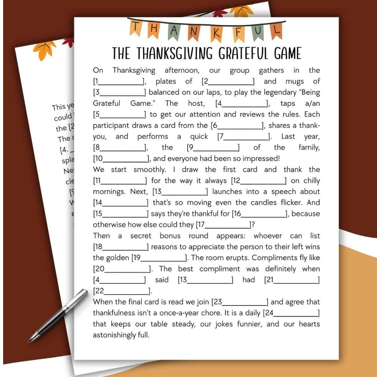 Printable Thanksgiving Mad Lib Style Bundle - Love &amp;amp; Laugh Games intended for Thanksgiving Fill In The Blank Worksheets