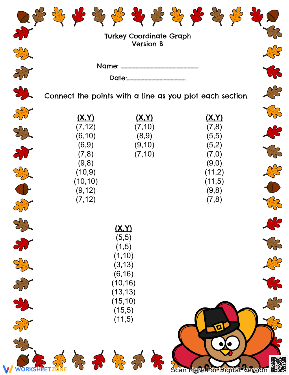 Printable Thanksgiving Plotting Point Worksheets Worksheets with regard to Thanksgiving Graphing Worksheets Free