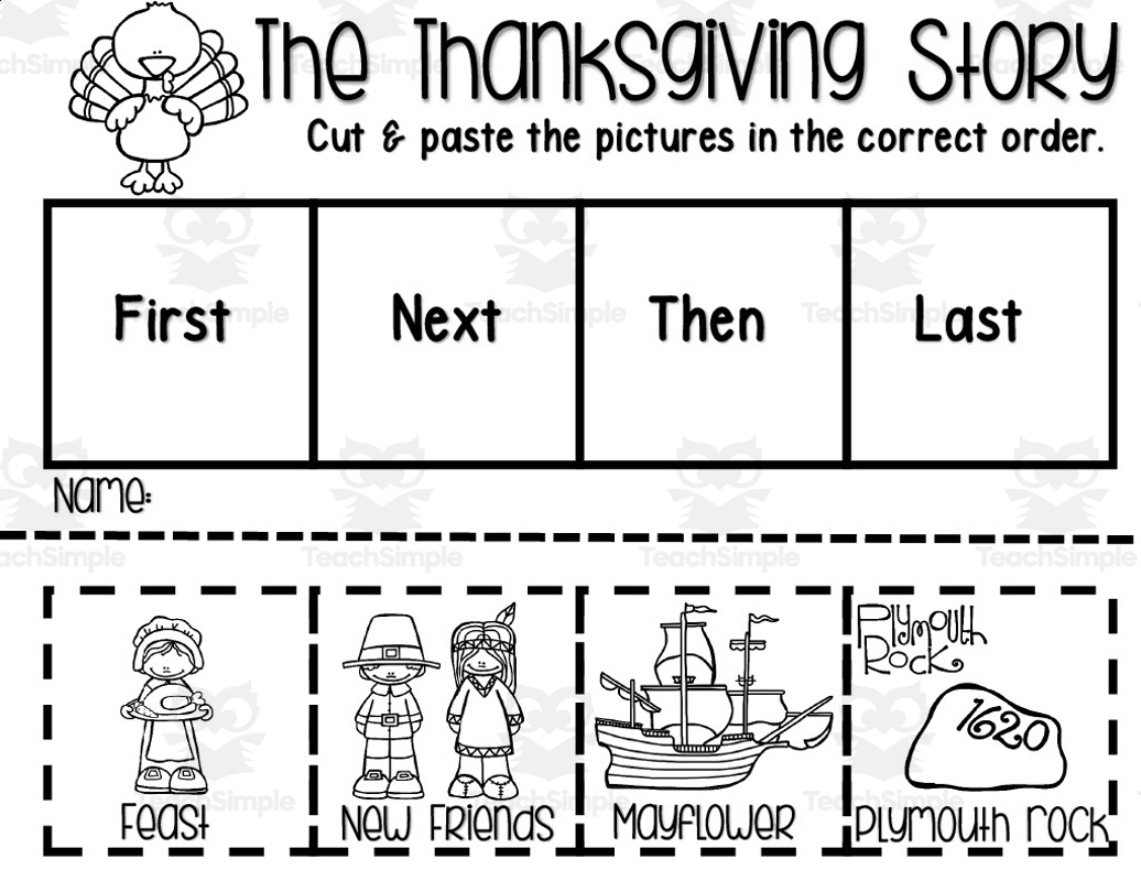 Sequence The Thanksgiving Story Activity within The First Thanksgiving Worksheet