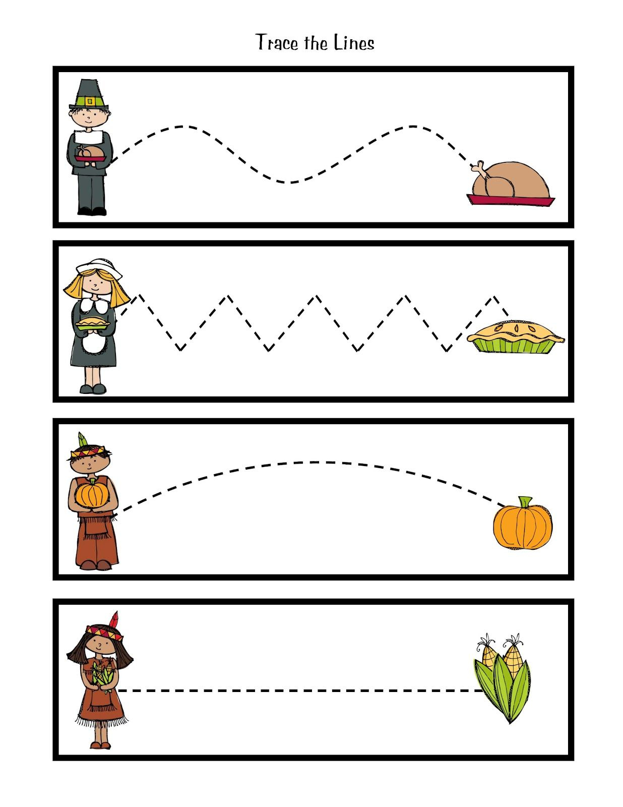 Shape Hopscotch regarding Thanksgiving Tracing Worksheets Preschool