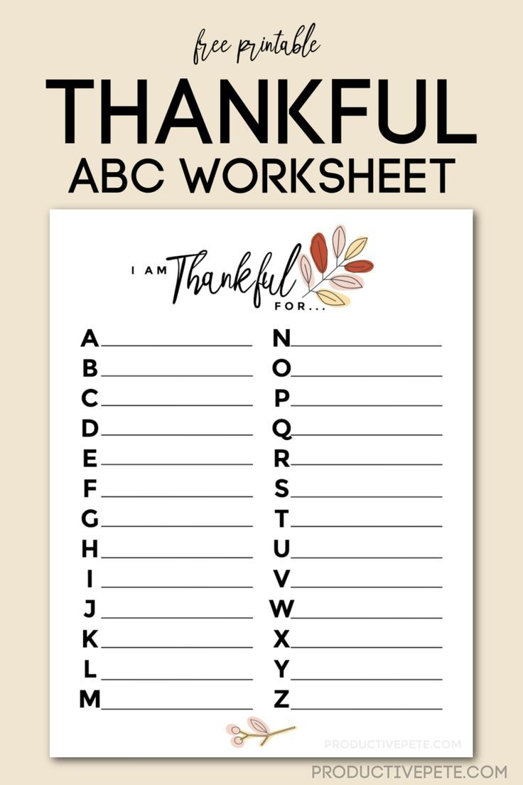 Thankful Abc Worksheet | Free Printable For Gratitude List At throughout Thanksgiving ABC Worksheets