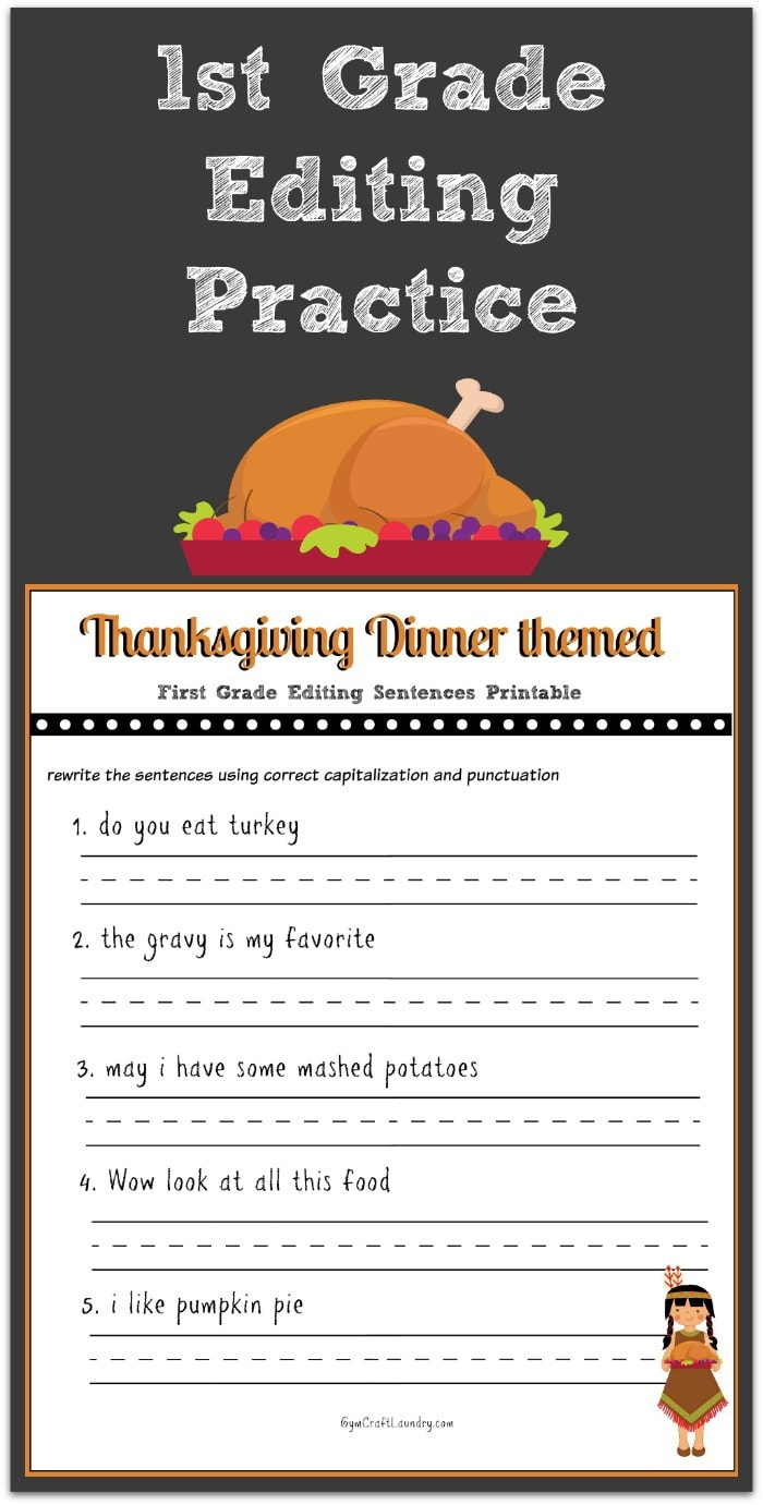 Thanksgiving 1St Grade Editing Printable - Gym Craft Laundry in Thanksgiving Editing Worksheet