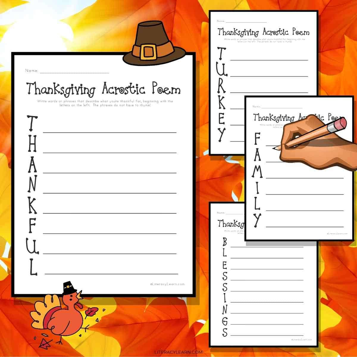 Thanksgiving Acrostic Poems - 4 Free Printables - Literacy Learn intended for Thanksgiving Acrostic Poem Worksheet