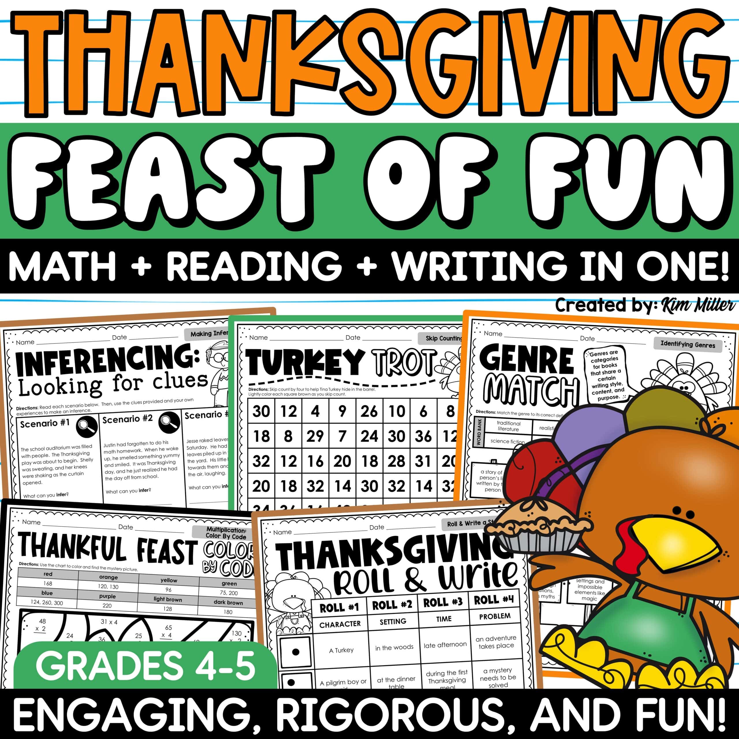 Thanksgiving Activities Math Reading Comprehension Writing No Prep for Pre Algebra Thanksgiving Worksheets