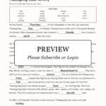 Thanksgiving Cloze Activity   Enchanted Learning Inside Thanksgiving Cloze Worksheets