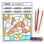 Thanksgiving Colornumber   Superstar Worksheets Throughout Thanksgiving Multiplication Coloring Worksheets