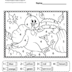 Thanksgiving Colornumber Worksheet   Free Printable, Digital Inside Free Thanksgiving Worksheets For Kindergarten