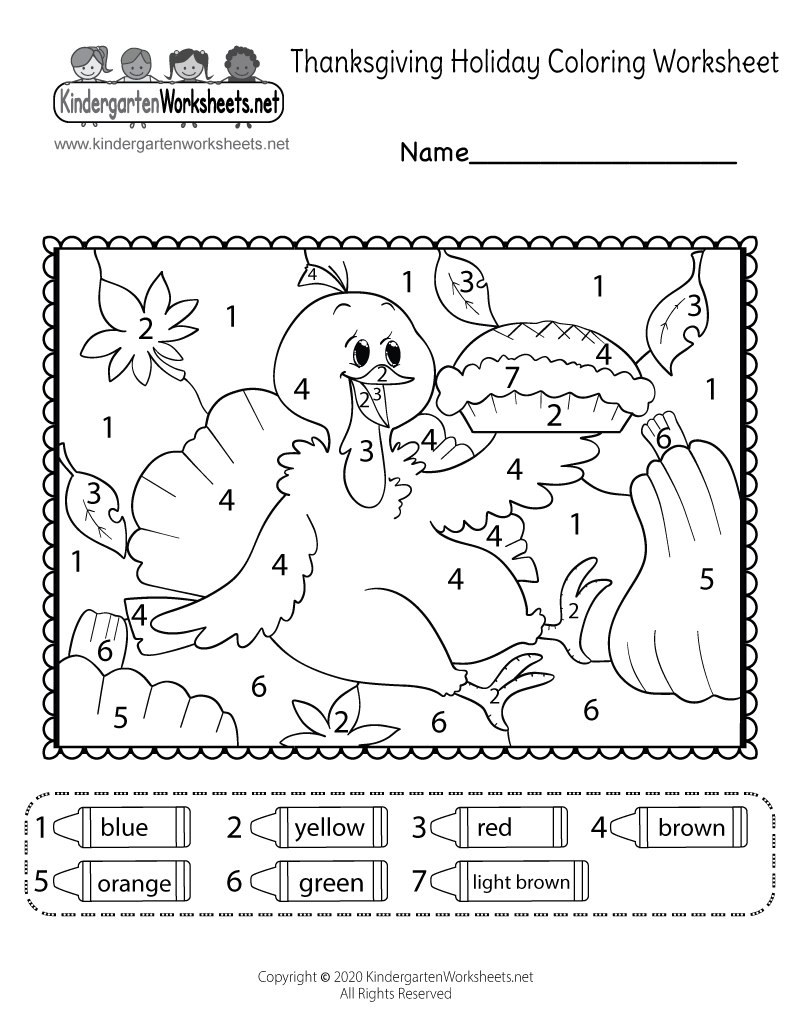 Thanksgiving Colornumber Worksheet - Free Printable, Digital inside Free Thanksgiving Worksheets For Kindergarten