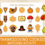 Thanksgiving Cookies Matching Activity, Toddler Game, Preschool Within Thanksgiving Matching Worksheet