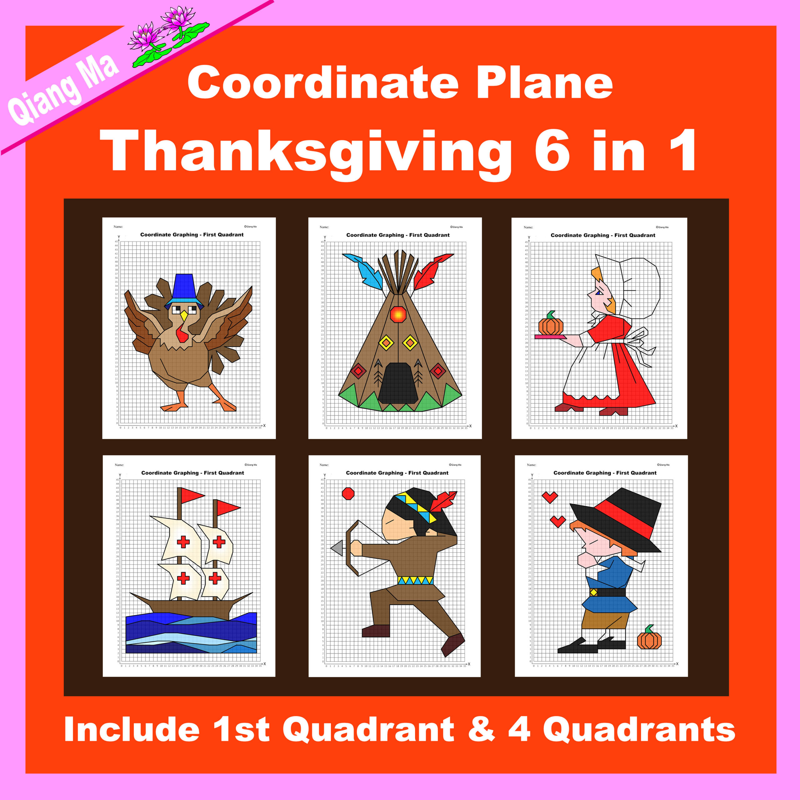 Thanksgiving Coordinate Plane Graphing Picture: Thanksgiving with Thanksgiving Coordinate Graphing Worksheets