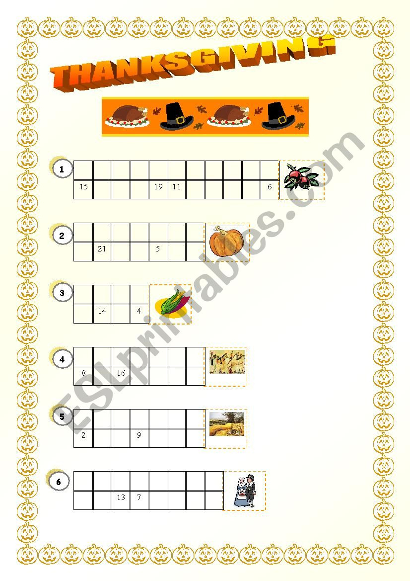 Thanksgiving Cryptogram - Esl Worksheeteve25 pertaining to Thanksgiving Cryptogram Worksheet