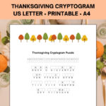 Thanksgiving Cryptogram Puzzle, Thanksgiving Printable Game And Activities  For Kids And Adults With Regard To Thanksgiving Cryptogram Worksheet