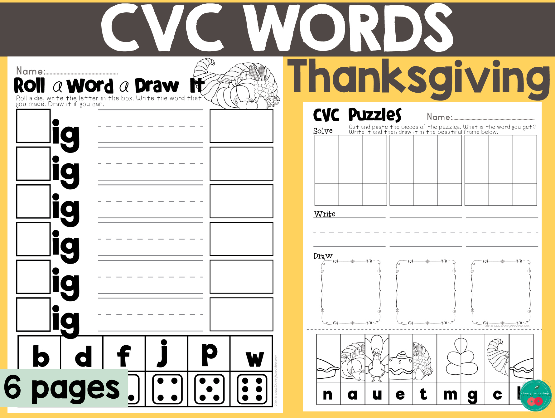 Thanksgiving Cvc Word Activity Pages with regard to Thanksgiving Cvc Worksheets Free