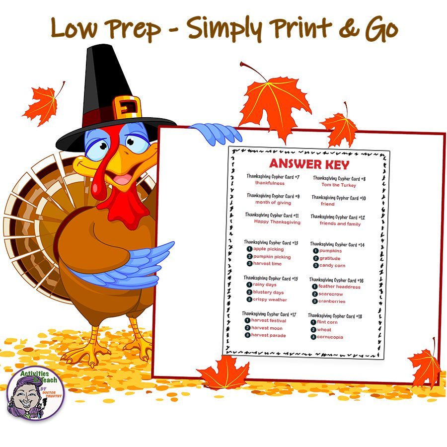 Thanksgiving Cypher Decoding Fun Puzzle Packet inside Thanksgiving Decoding Worksheets