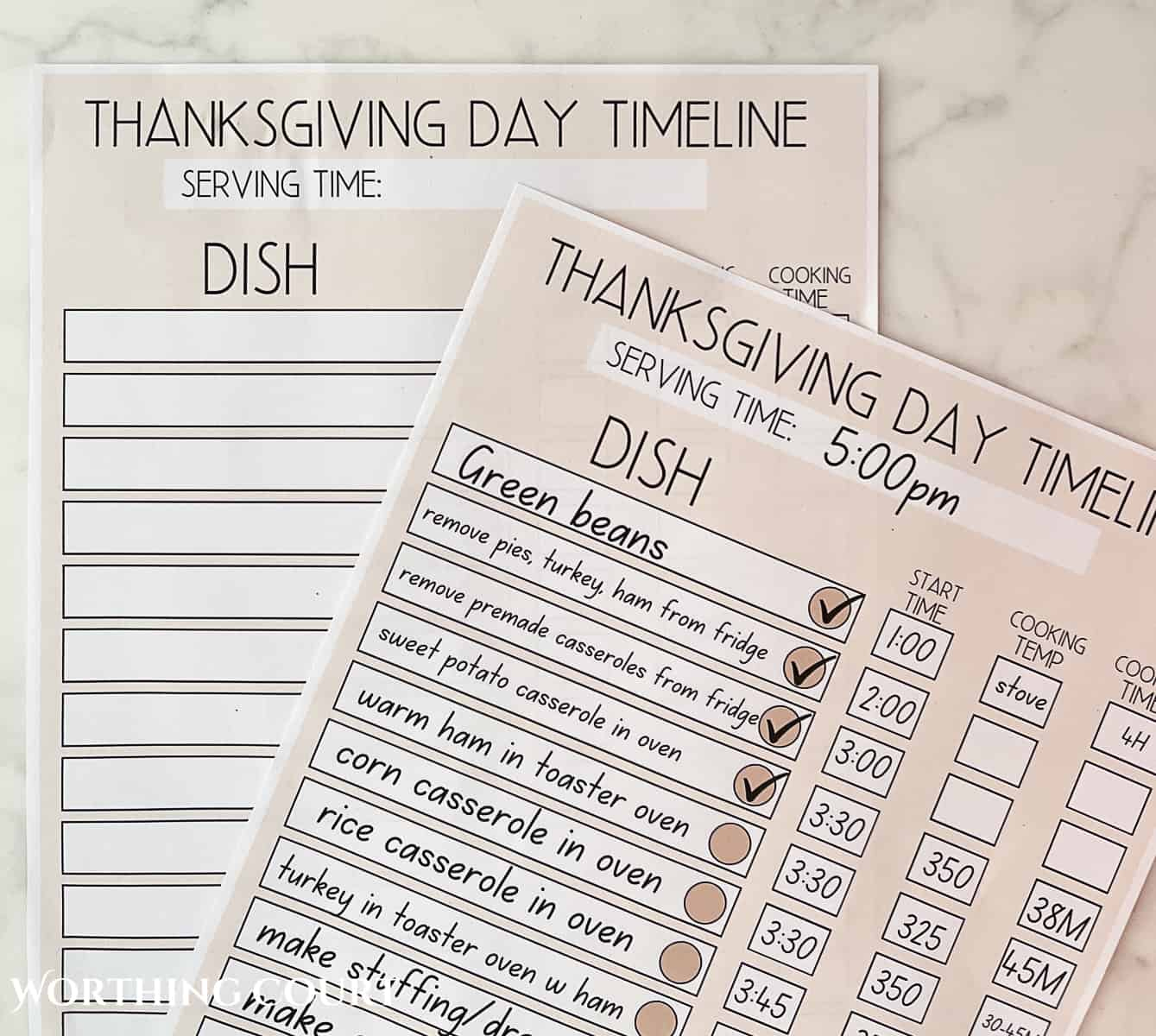 Thanksgiving Day Timeline Worksheet And My Menu - Worthing Court in Planning A Thanksgiving Dinner Worksheet