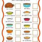 Thanksgiving Dinner Umfrage / Survey | German In The Afternoon Regarding Thanksgiving Food Worksheet