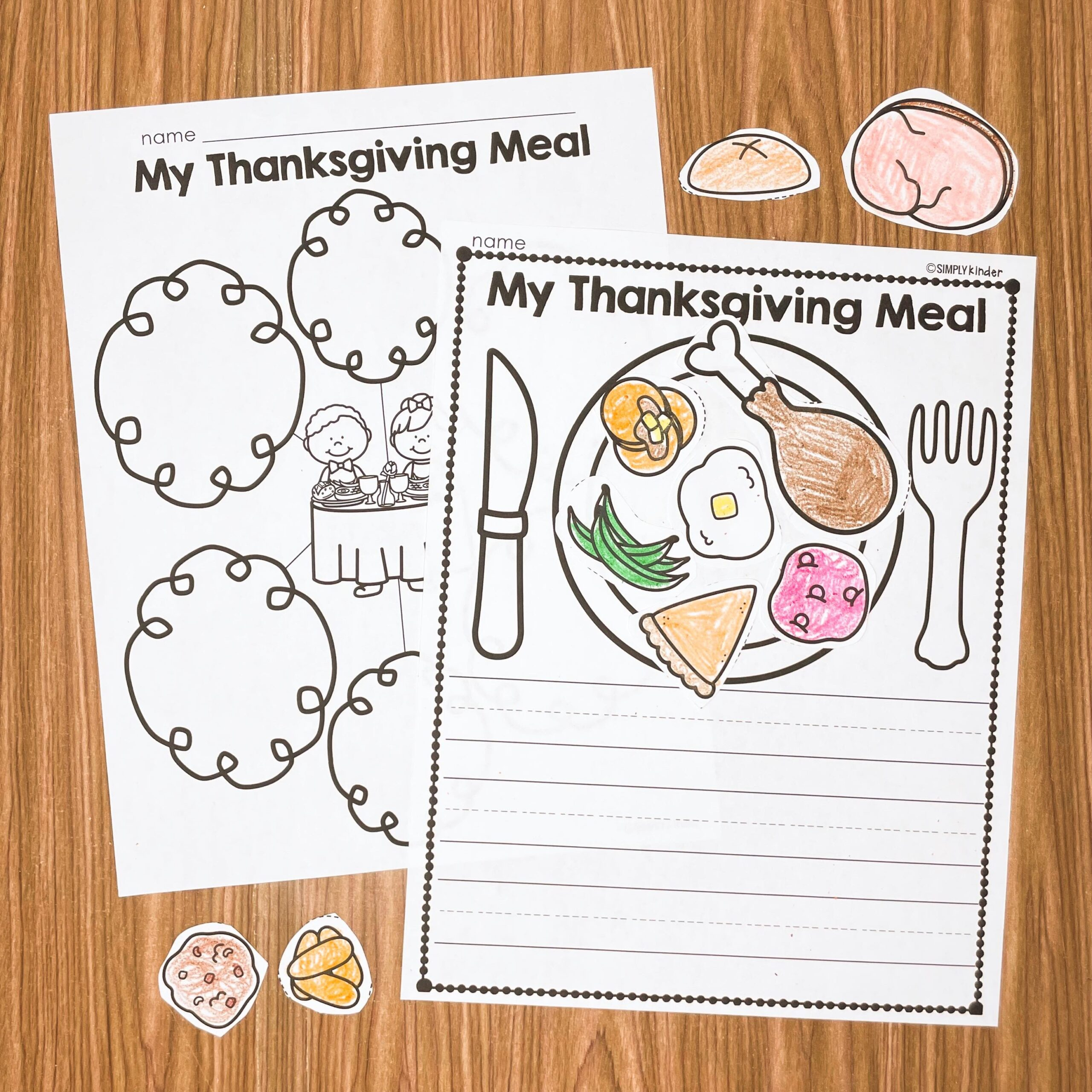Thanksgiving Dinner Writing Craft - Simply Kinder + Printable intended for My Thanksgiving Meal Worksheet
