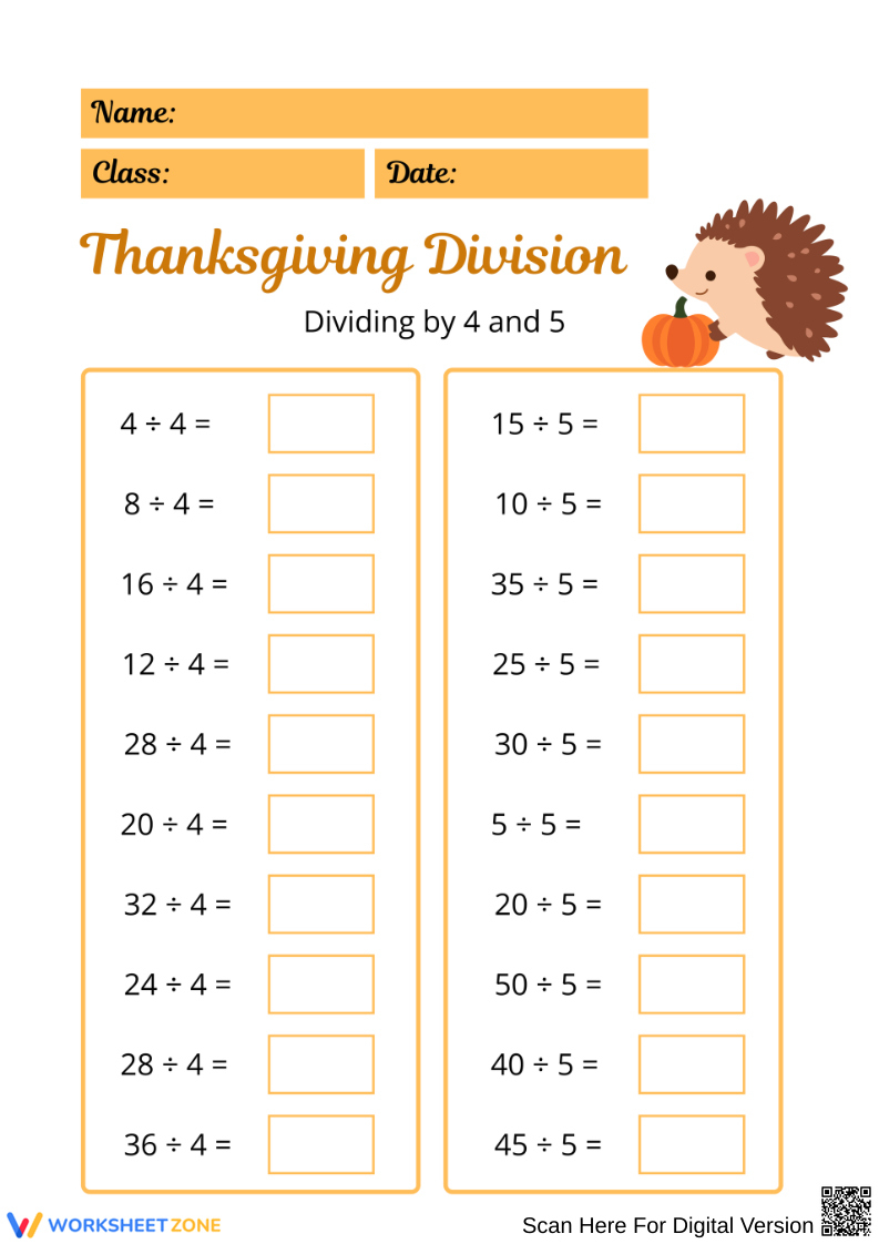 Thanksgiving Division Worksheets &amp;amp; Printable within Division Thanksgiving Worksheets