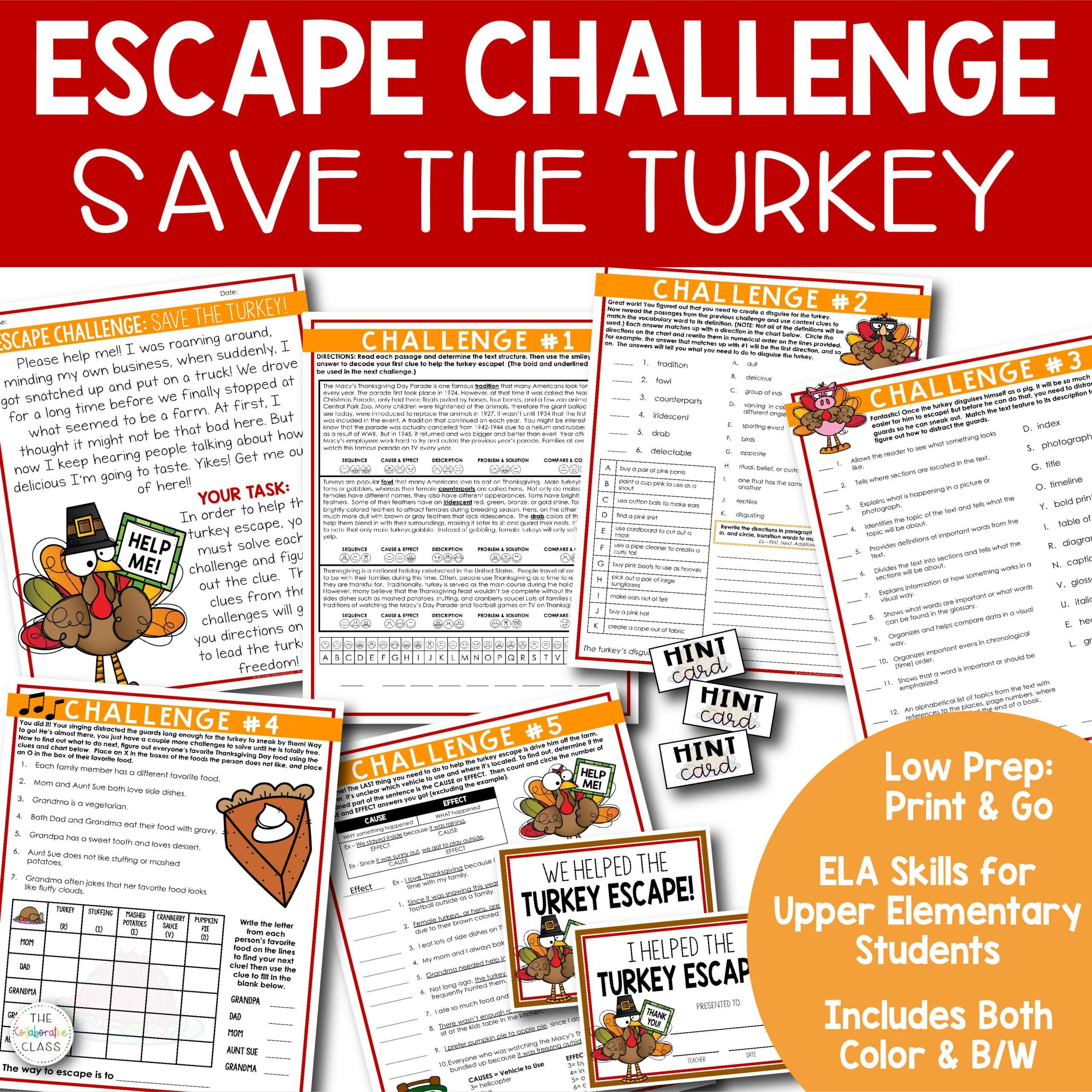 Thanksgiving Escape Challenge - The Collaborative Class pertaining to Thanksgiving Challenge Worksheet Answer Key