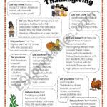 Thanksgiving Facts   Esl Worksheetintothefire Inside Thanksgiving Facts Worksheet