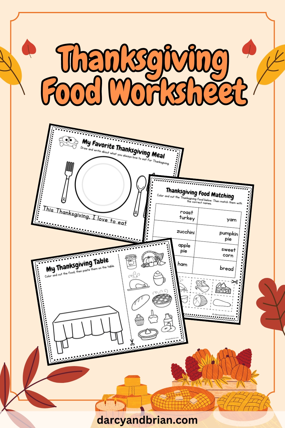 Thanksgiving Food Worksheet | Coloring And Cut Paste Activity pertaining to My Thanksgiving Meal Worksheet
