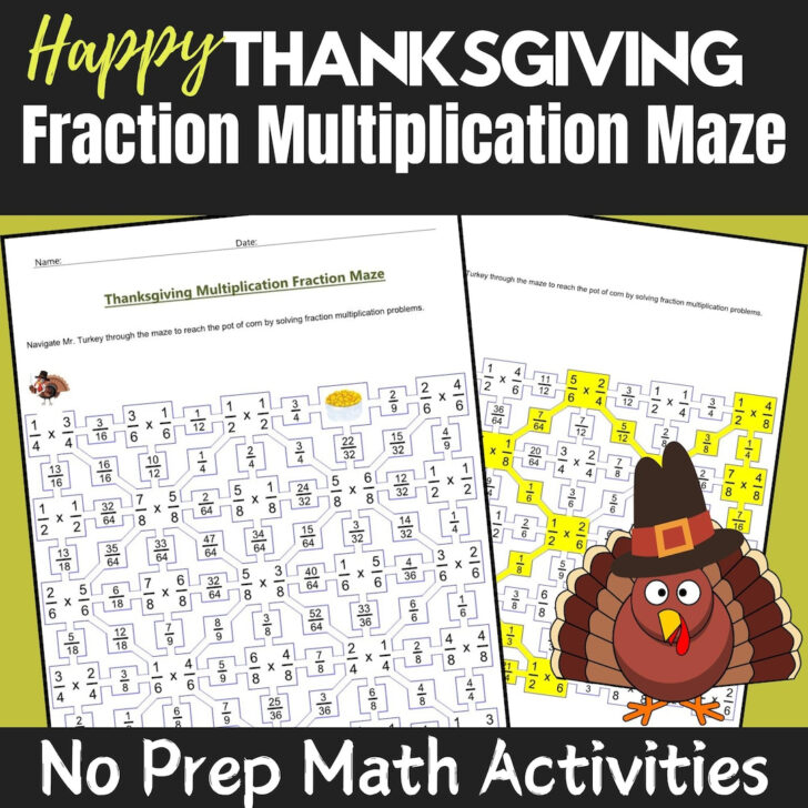 Thanksgiving Fraction Math Worksheets Thanksgiving Fraction Math Worksheets