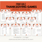 Thanksgiving Games Printable {Downloadable Pdf} Within Thanksgiving Games Worksheets