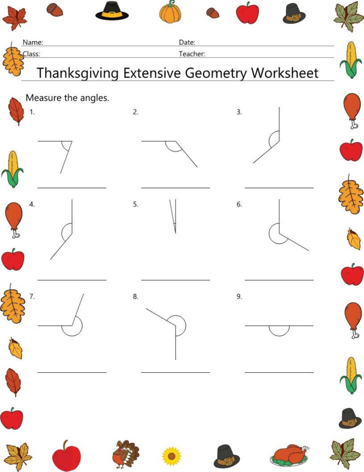 Geometry Thanksgiving Worksheet Geometry Thanksgiving Worksheet