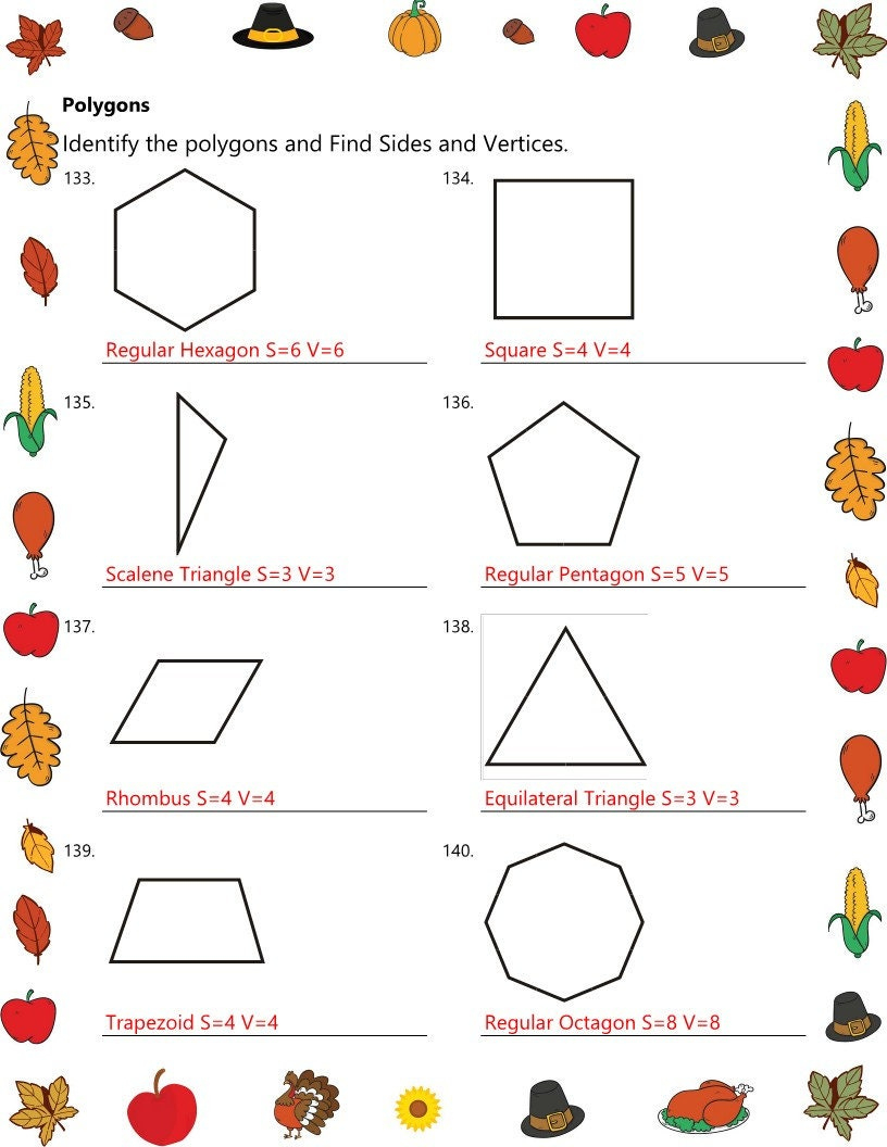 Thanksgiving Geometry Worksheet: Angles, Area, Volume (No Prep) - Etsy intended for Thanksgiving Geometry Worksheet