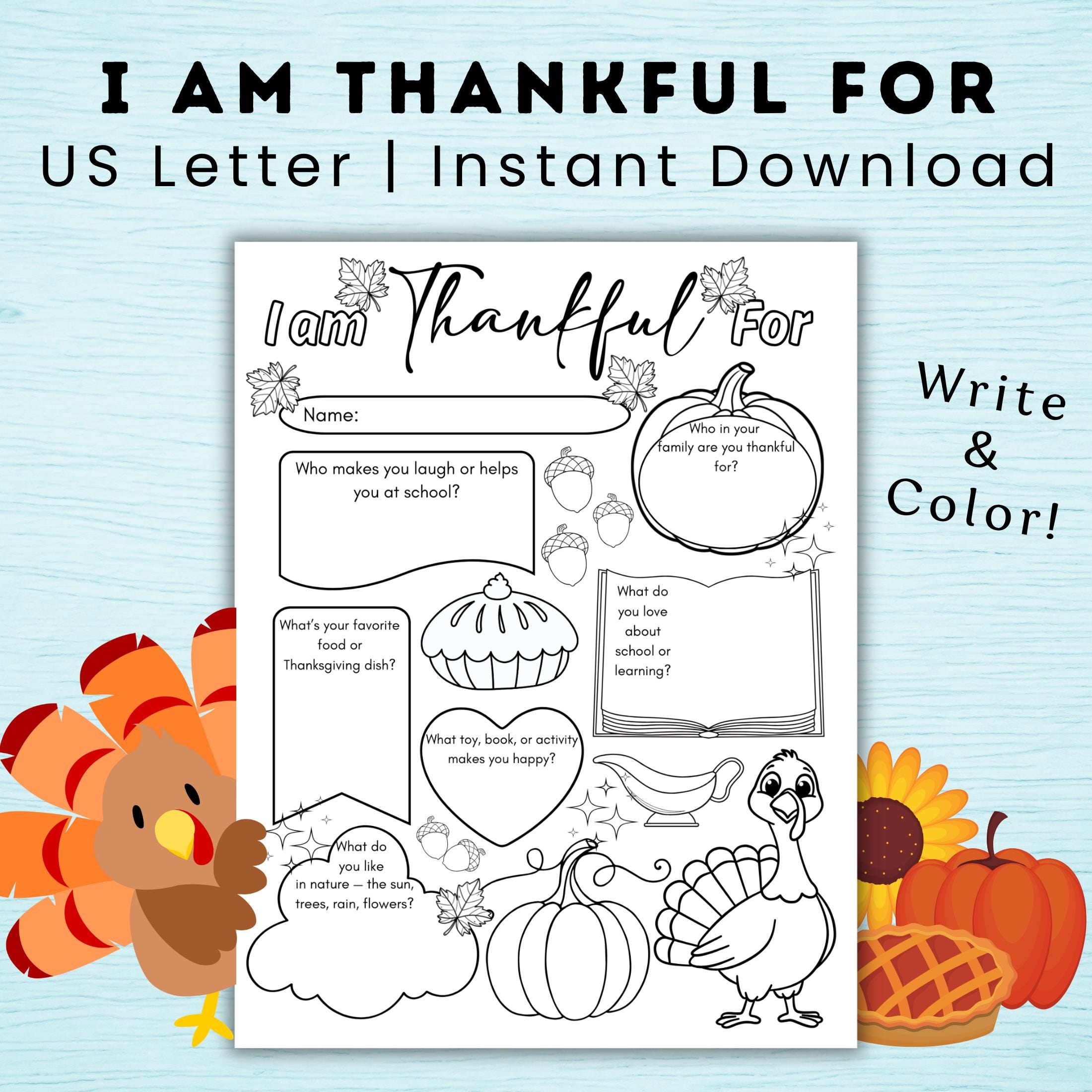 Thanksgiving I Am Thankful For Worksheet Printable For Kids with regard to Thanksgiving Thankful Worksheet