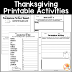 Thanksgiving Literacy Activities: Language Arts Worksheets Within Thanksgiving Language Arts Worksheets