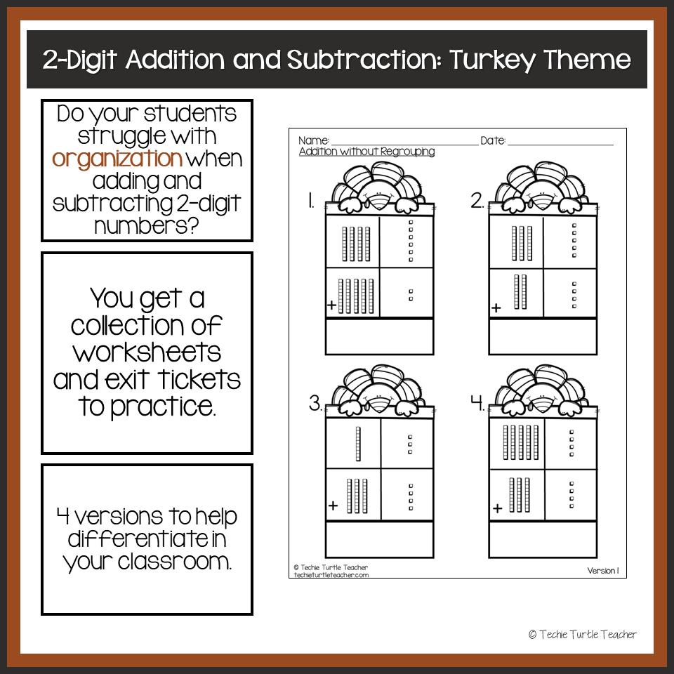 Thanksgiving Math 2 Digit Addition With Regrouping Mystery within Thanksgiving Subtraction with Regrouping Worksheets