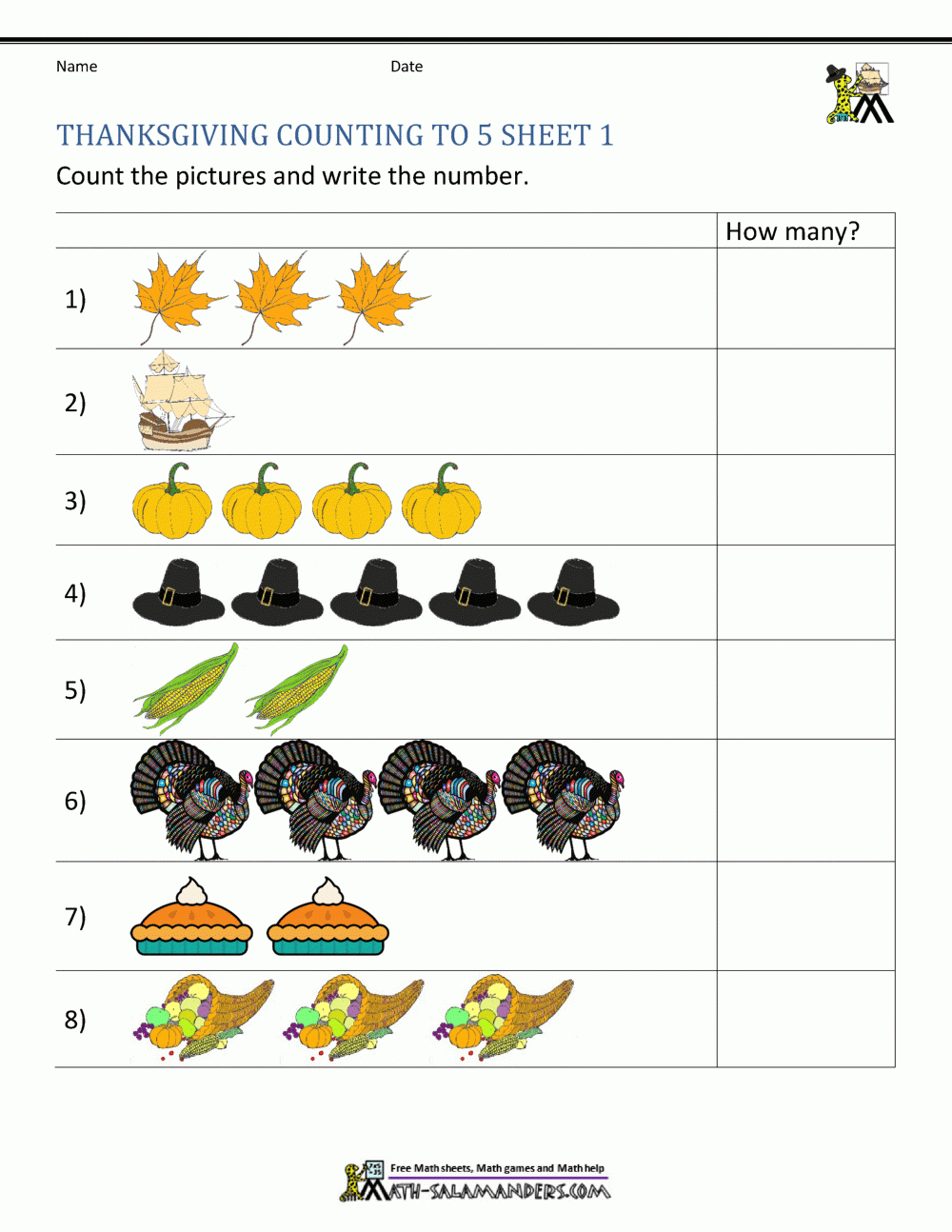 Thanksgiving Math Activities For Kindergarten pertaining to Thanksgiving Math Worksheets For Preschool