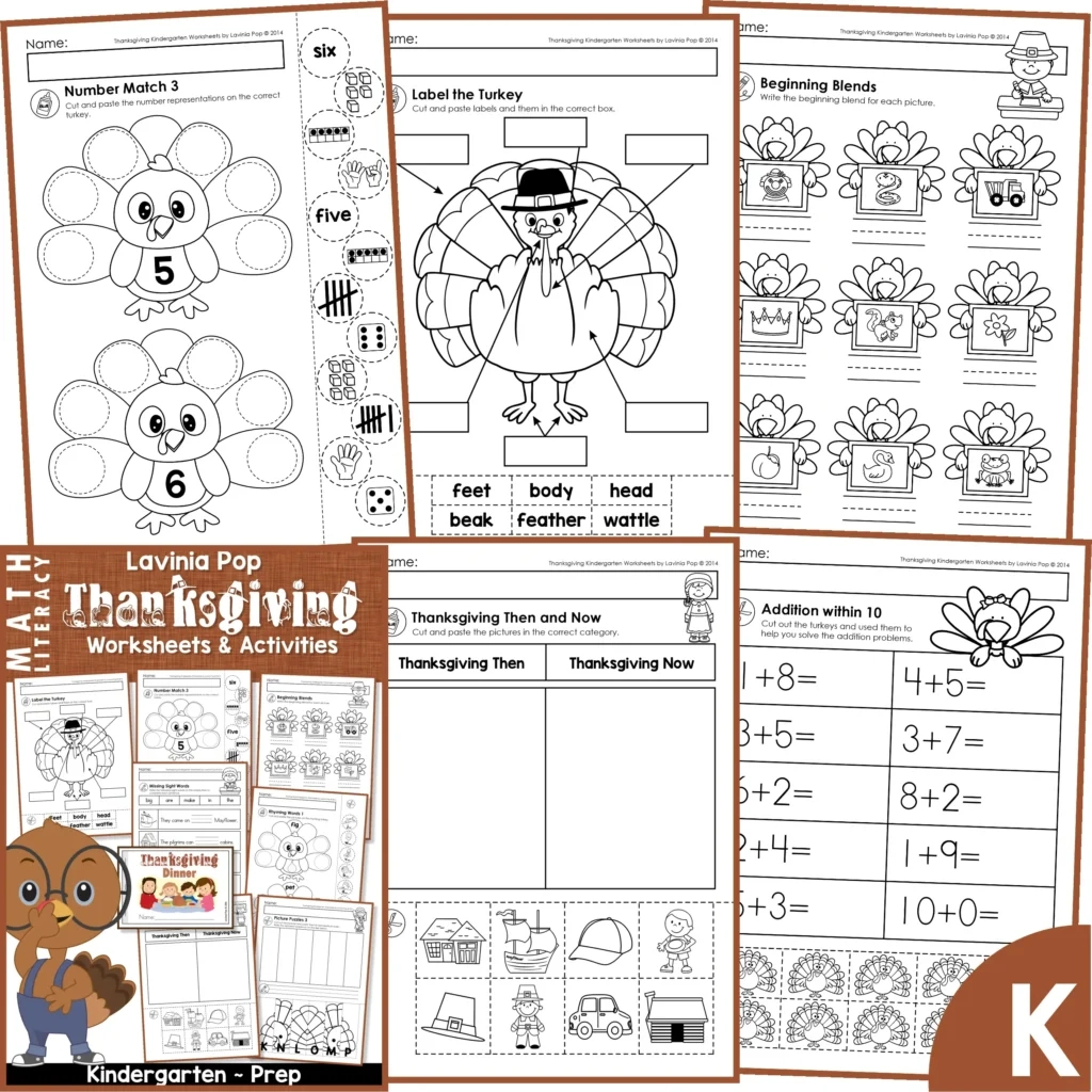 Thanksgiving Math &amp;amp; Literacy Worksheets For Kindergarten - In My World with regard to Tpt Free Thanksgiving Worksheets