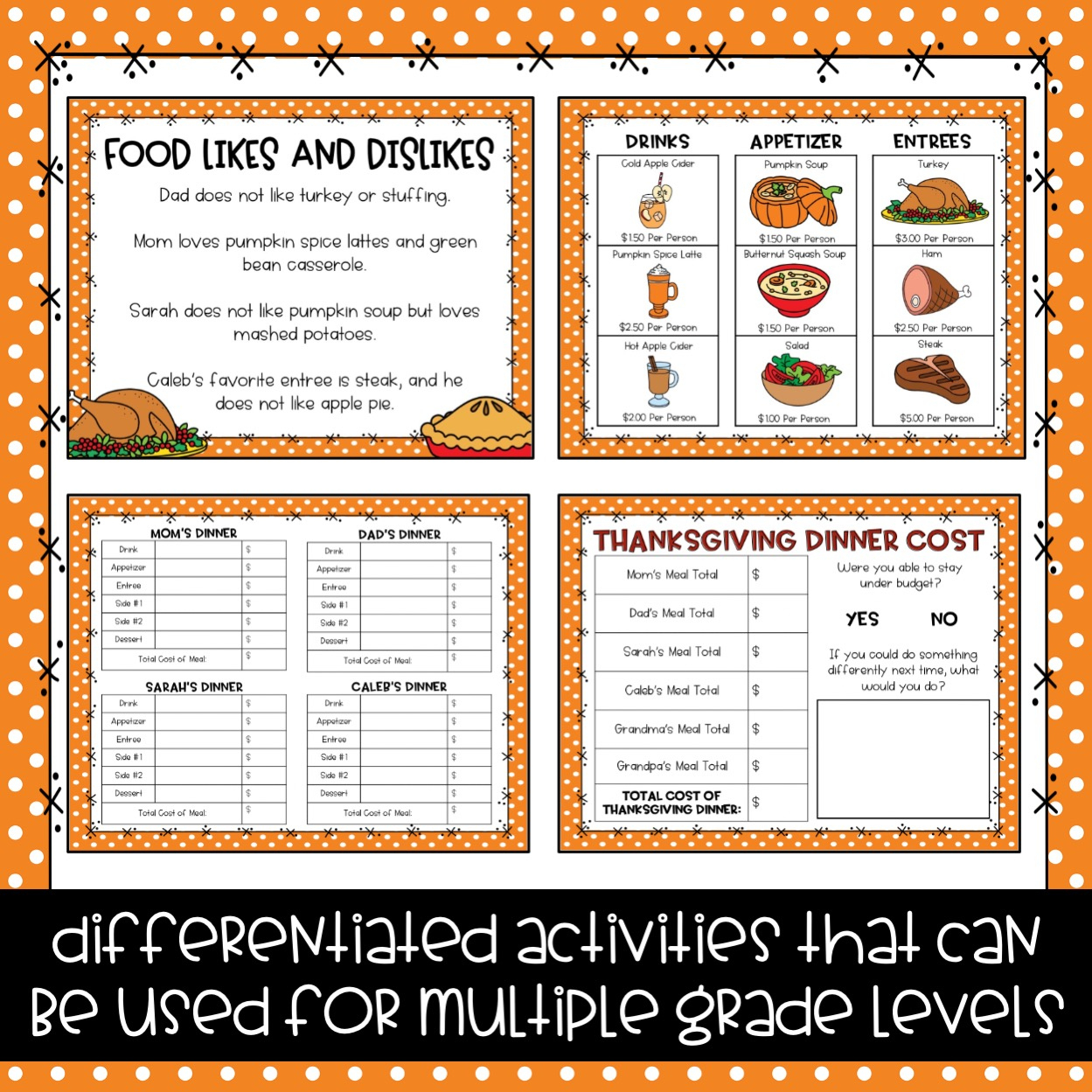 Thanksgiving Math Project Based Learning Printable &amp;amp; Digital inside Thanksgiving Menu Math Worksheets