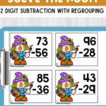 Thanksgiving Math Task Cards 2 Digit Subtraction With Regrouping Within Thanksgiving Subtraction With Regrouping Worksheets