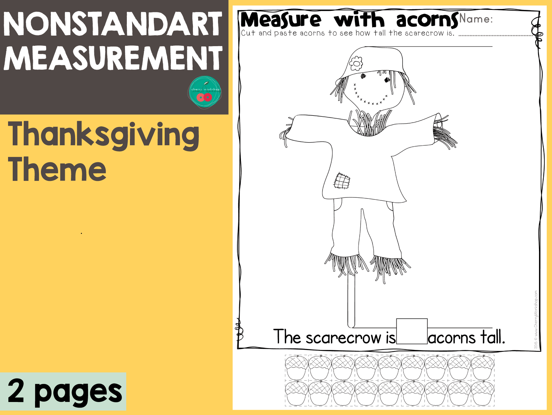 Thanksgiving - Measure With Acorns regarding Thanksgiving Measurement Worksheet