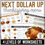 Thanksgiving Menu Next Dollar Up Worksheets Throughout Thanksgiving Menu Math Worksheets