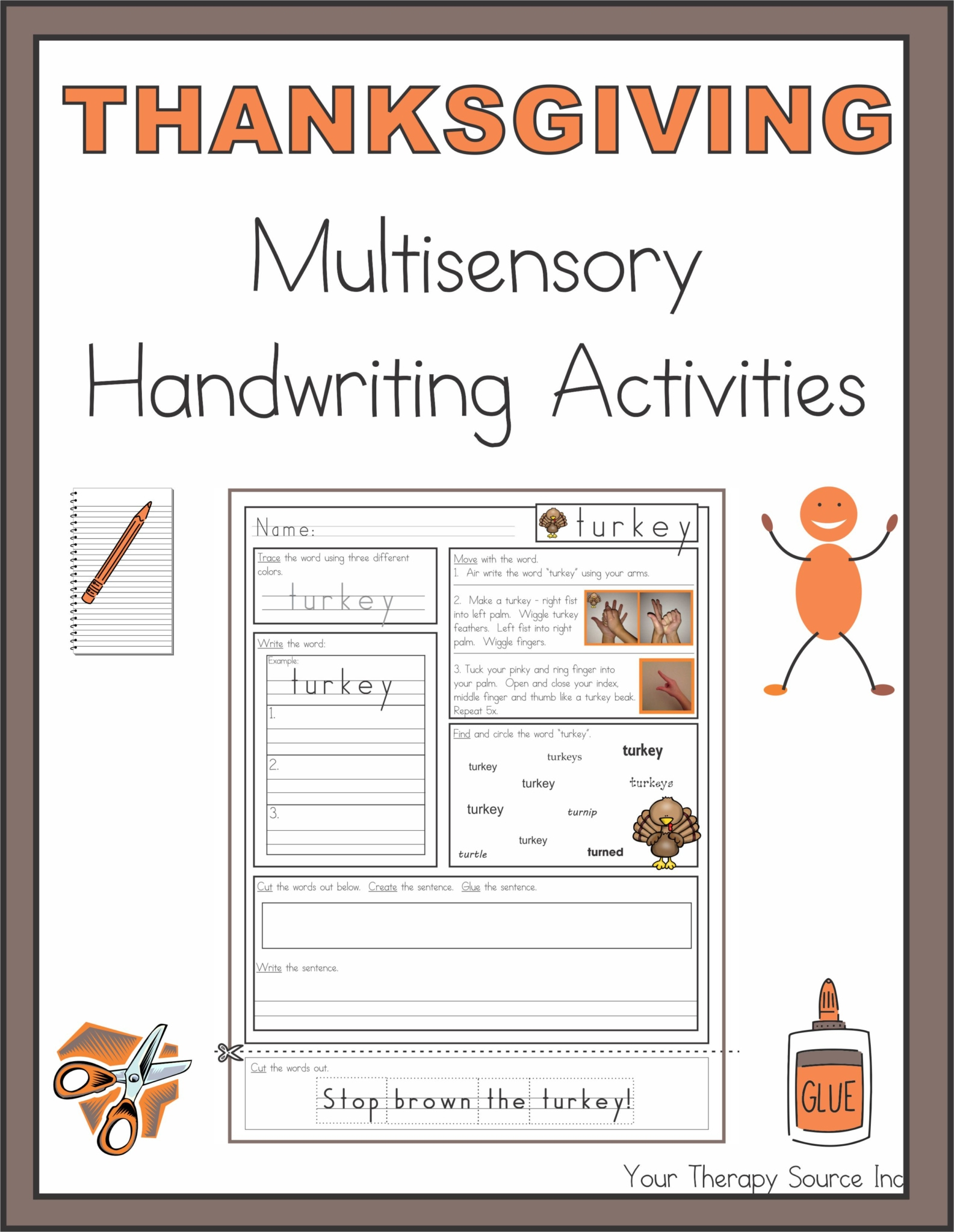 Thanksgiving Multisensory Handwriting Activities - Your Therapy Source in Thanksgiving Handwriting Worksheets