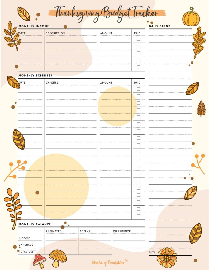 Thanksgiving Planner - Free 60 Page Planner That&amp;#039;S Perfect For with Thanksgiving Budget Worksheet