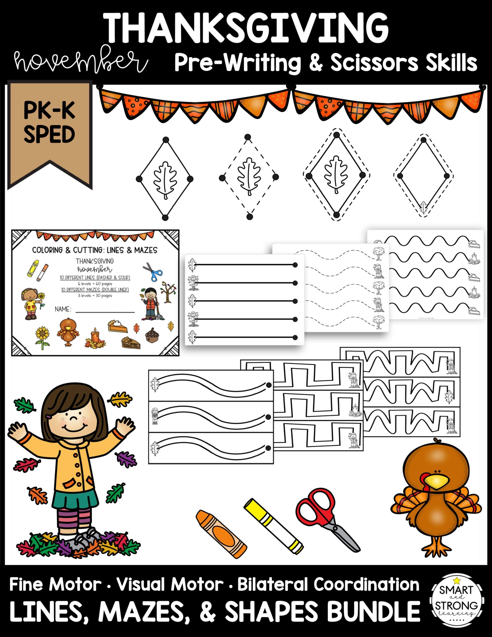 Thanksgiving Prewriting And Shapes Activities inside Thanksgiving Pre Writing Worksheets