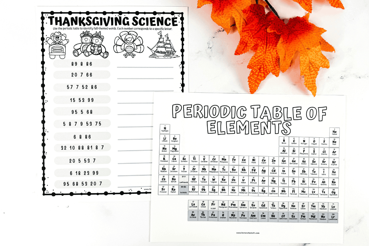 Thanksgiving Science Worksheet (Fun With The Periodic Table) for Thanksgiving Science Worksheets Free