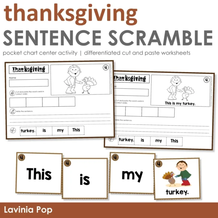 Free Thanksgiving Cut and Paste Worksheets
