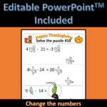 Thanksgiving Solving Equations Logic Puzzle | Algebra 1   Classful For Thanksgiving Algebra Worksheets