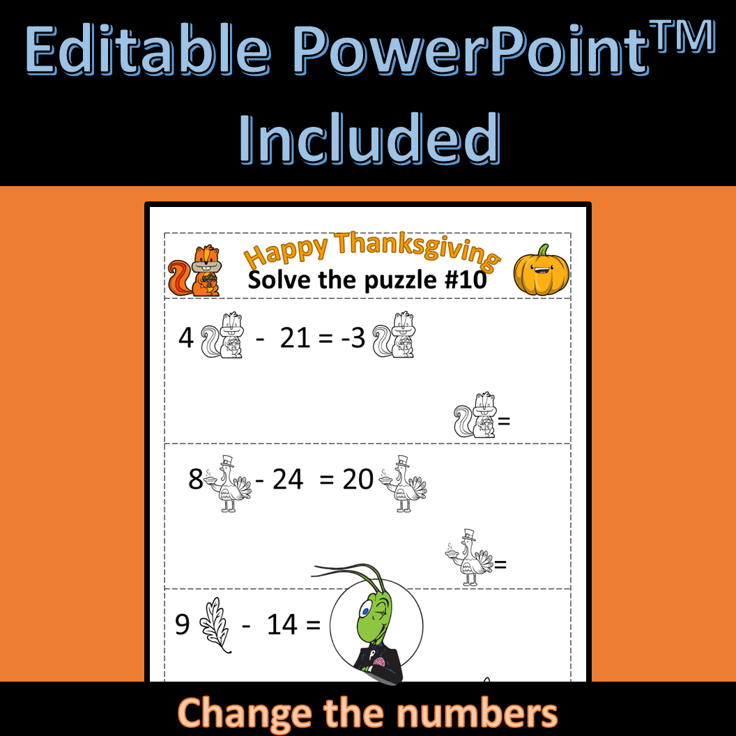 Thanksgiving Solving Equations Logic Puzzle | Algebra 1 - Classful for Thanksgiving Algebra Worksheets