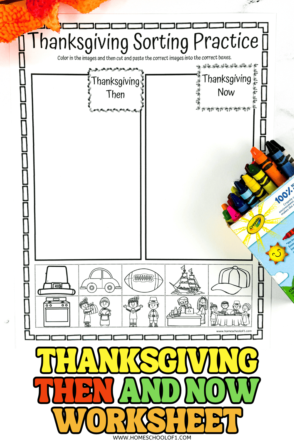 Thanksgiving Sorting Worksheet (Then And Now) for Thanksgiving Then And Now Worksheet
