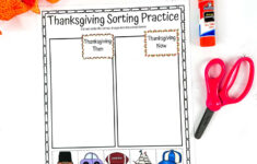 Thanksgiving Sorting Worksheet (Then And Now) inside Thanksgiving Then And Now Worksheet