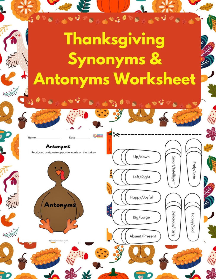 Thanksgiving Synonyms Worksheet Thanksgiving Synonyms Worksheet
