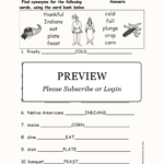 Thanksgiving Synonyms   Enchanted Learning Pertaining To Thanksgiving Synonyms Worksheet